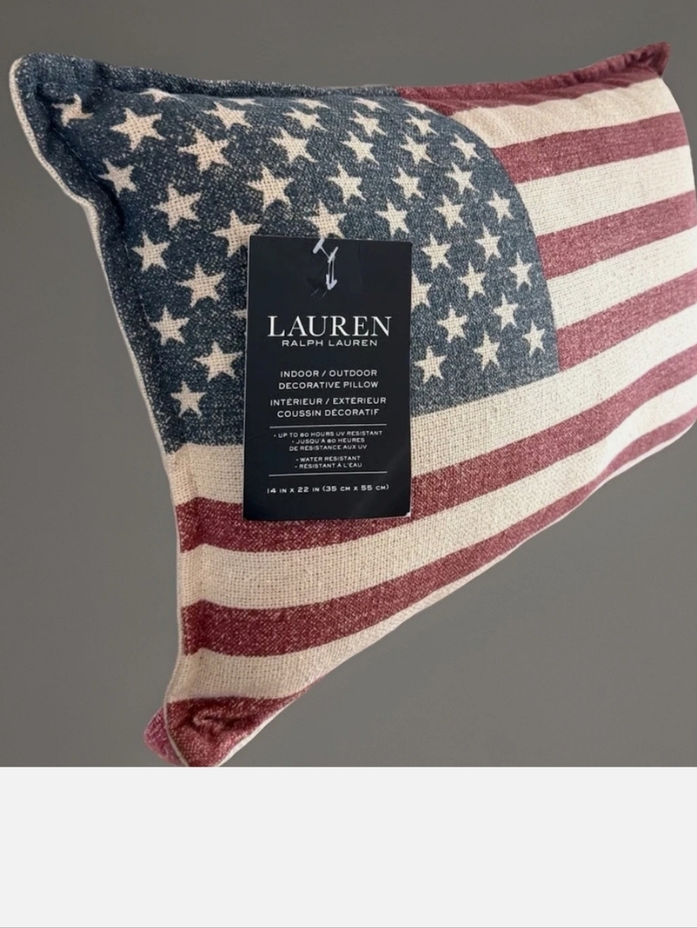 NWT 2 LaurenRalph Lauren 14"×22" Indoor/Outdoor American Flag Pillows - Picture 6 of 9